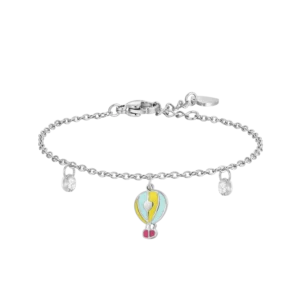Bracciale Bambina in acciaio con mongolfiera con smalto multicolor e cristalli bianchi Luca Barra Cilento shop online
