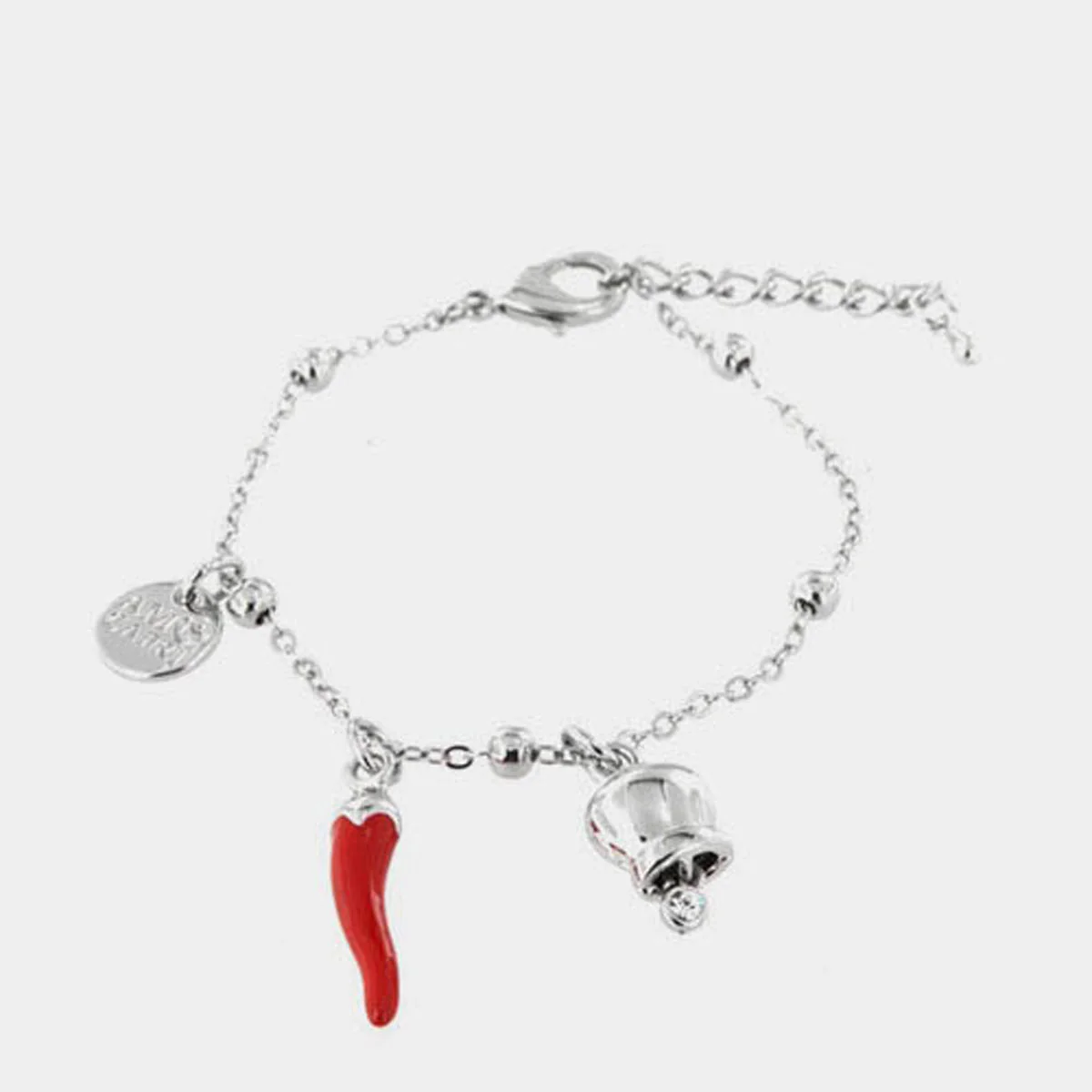 Bracciale Capri in Metallo con campanella e corno in smalto rosso Cilento shop online