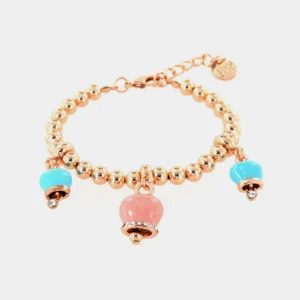 Bracciale Capri in Metallo con campanella rosa e turchese con cristalli Cilento shop online