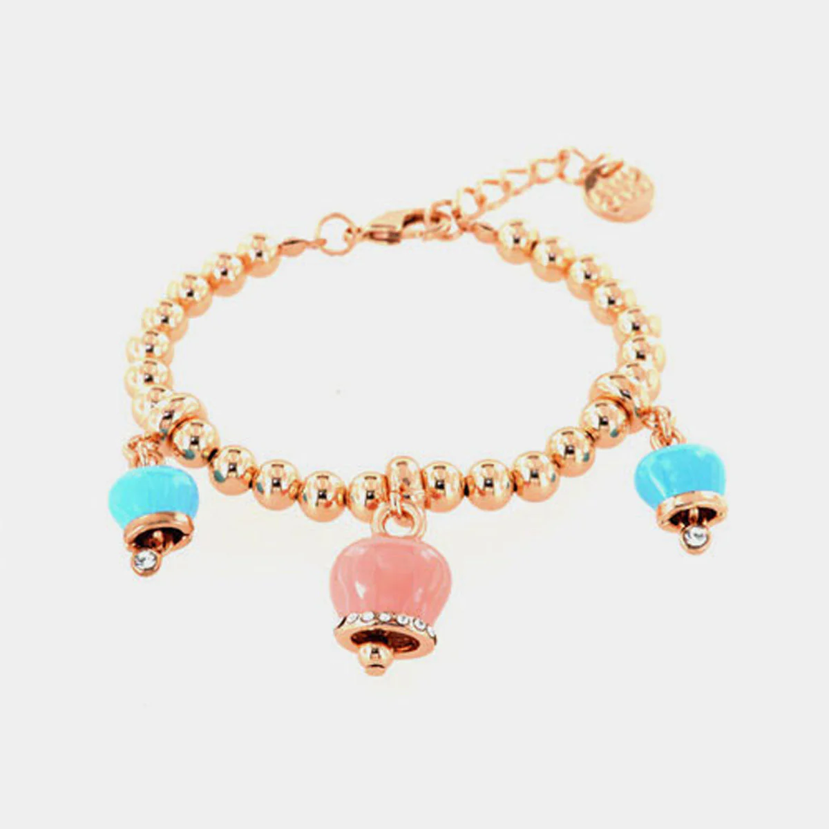 Bracciale Capri in Metallo con campanella rosa e turchese con cristalli Cilento shop online