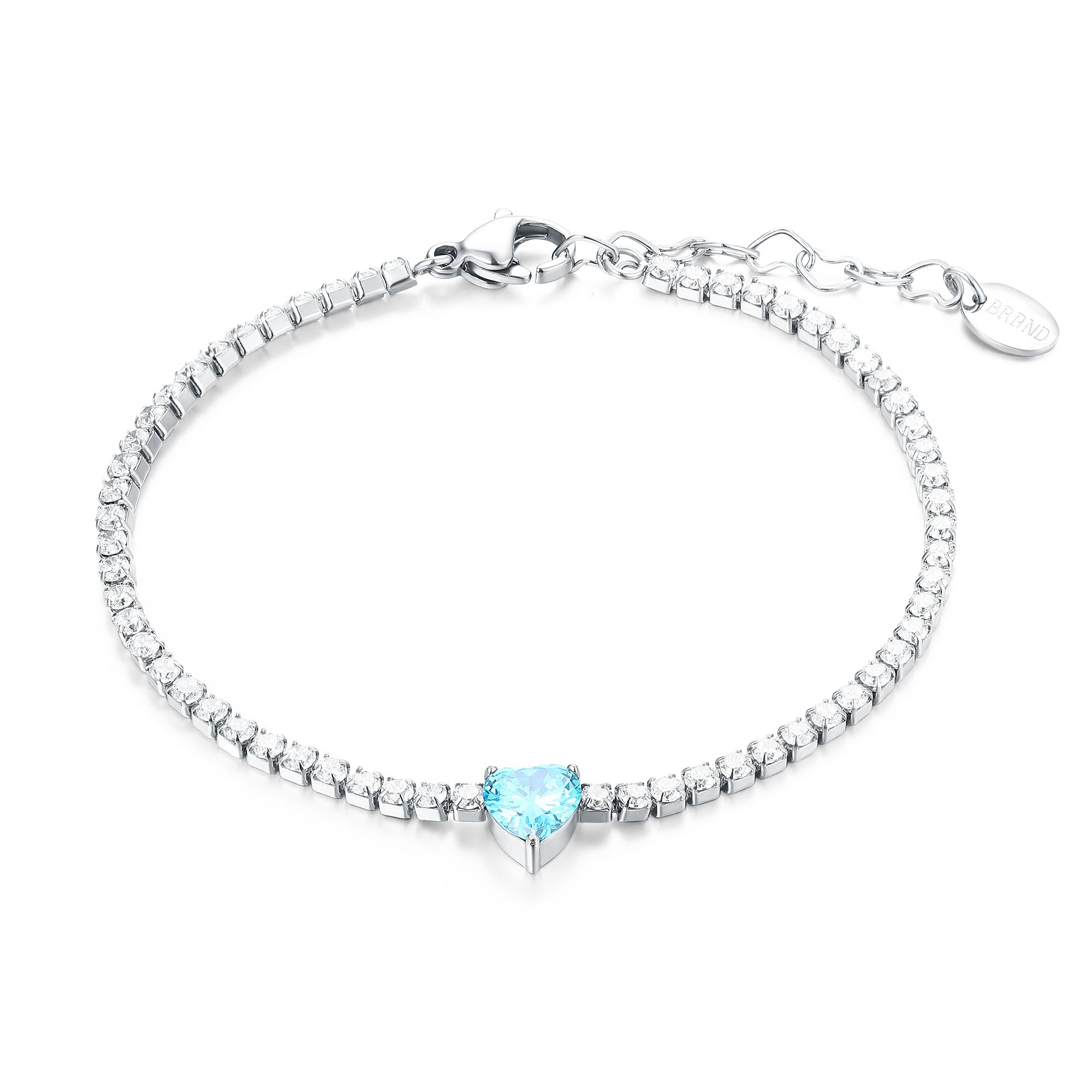 Bracciale Tennis cuore azzurro Brand Gioielli Cilento shop online