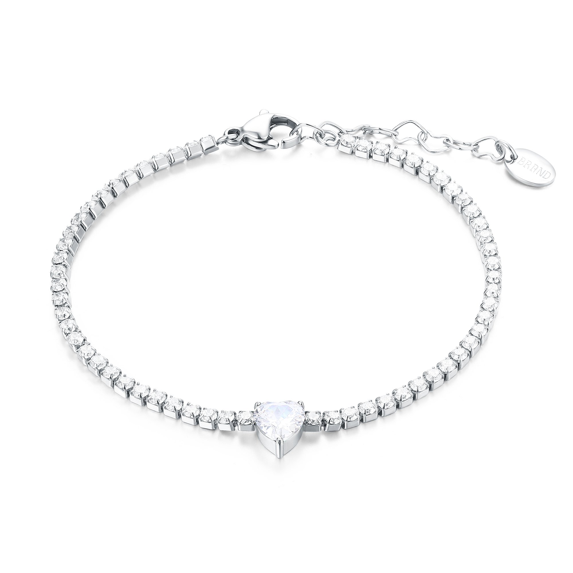 Bracciale Tennis cuore bianco Brand Gioielli Cilento shop online