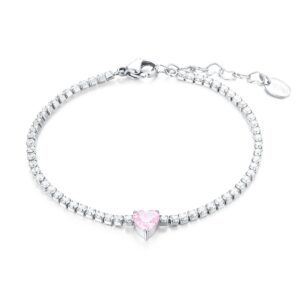 Bracciale Tennis cuore rosa Brand Gioielli Cilento shop online
