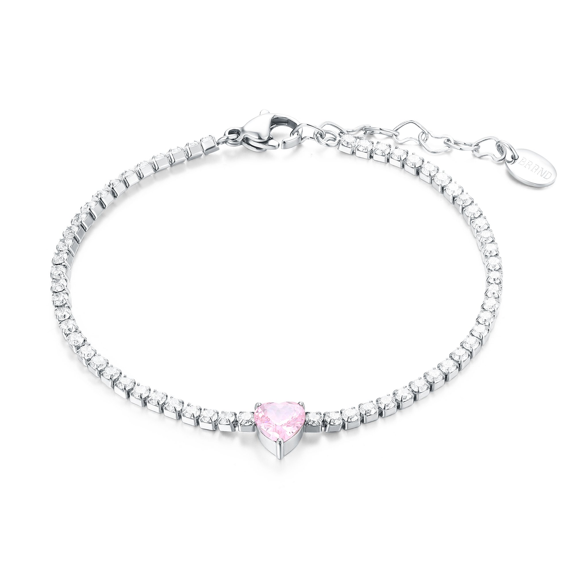 Bracciale Tennis cuore rosa Brand Gioielli Cilento shop online