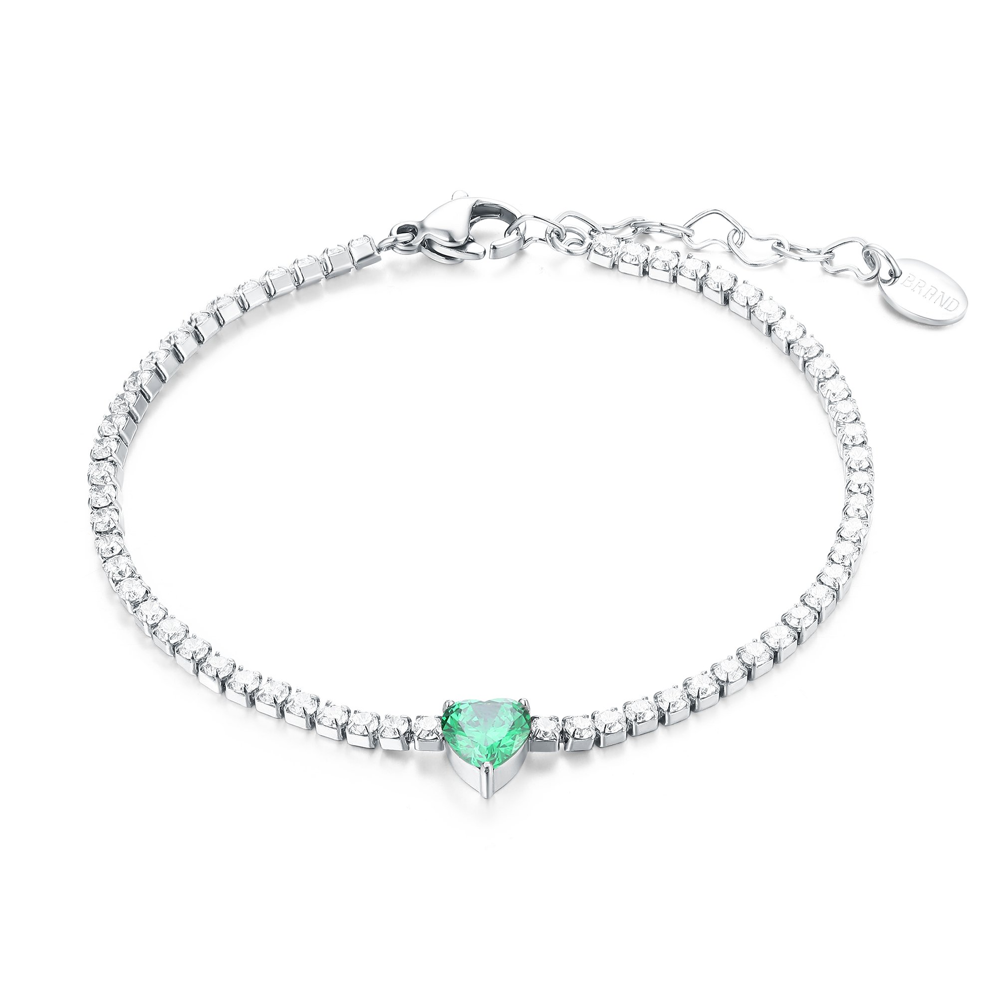 Bracciale Tennis cuore verde Brand Gioielli Cilento shop online