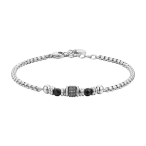 Bracciale Uomo in acciaio con agata nera ed elementi in acciaio Luca Barra Cilento shop online