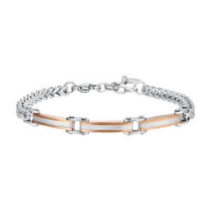 Bracciale Uomo in acciaio con elementi in acciaio IP Rose Gold Luca Barra Cilento shop online