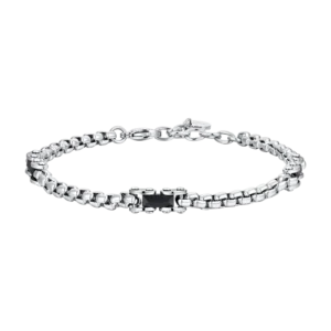 Bracciale Uomo in acciaio con elementi in ceramica nera Luca Barra Cilento shop online