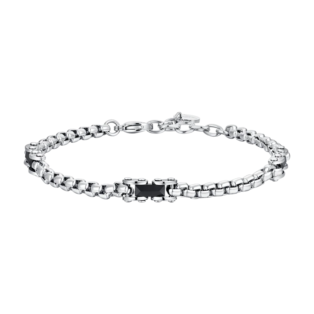 Bracciale Uomo in acciaio con elementi in ceramica nera Luca Barra Cilento shop online