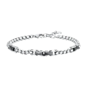 Bracciale Uomo in acciaio con elementi in ceramica nera Luca Barra Cilento shop online