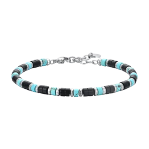 Bracciale Uomo in acciaio con pietre agata e turchesi Luca Barra Cilento shop online