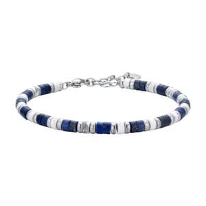 Bracciale Uomo in acciaio con pietre lapis e bianche Luca Barra Cilento shop online