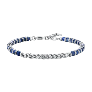 Bracciale Uomo in acciaio con pietre lapis ed elementi in acciaio Luca Barra Cilento shop online