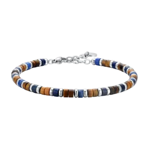 Bracciale Uomo in acciaio con pietre occhio di tigre e lapis Luca Barra Cilento shop online