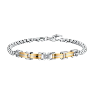 Bracciale Uomo in acciaio con zircone nero ed elementi centrali in acciaio Ip Gold Luca Barra Cilento shop online