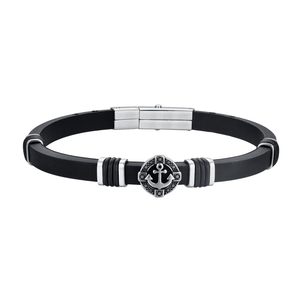 Bracciale Uomo in silicone con ancora in acciaio Luca Barra Cilento shop online
