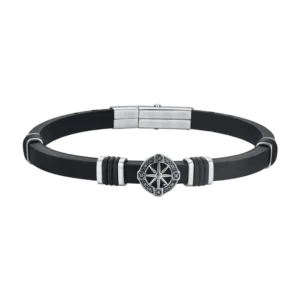 Bracciale Uomo in silicone con rosa dei venti in acciaio Luca Barra Cilento shop online