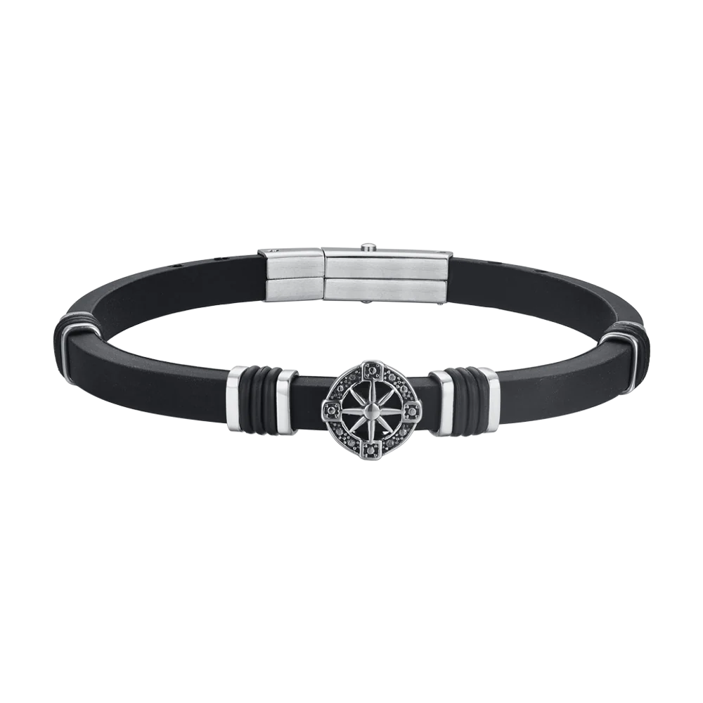 Bracciale Uomo in silicone con rosa dei venti in acciaio Luca Barra Cilento shop online