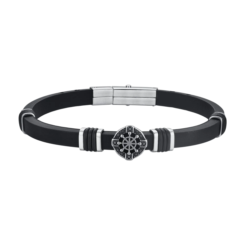 Bracciale Uomo in silicone con timone in acciaio Luca Barra Cilento shop online