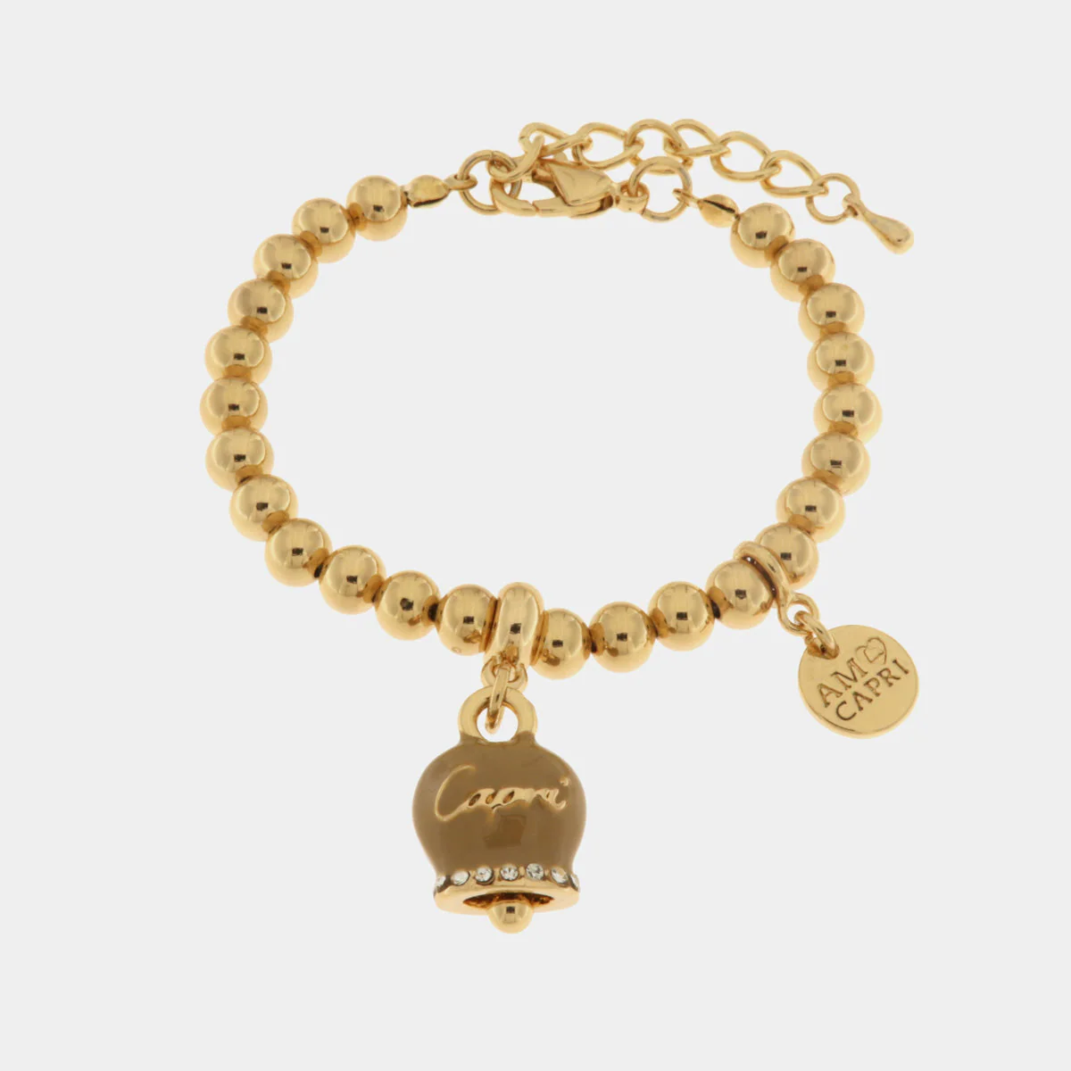 Bracciale in Metallo con campanella scritta Capri pendente Cilento shop online