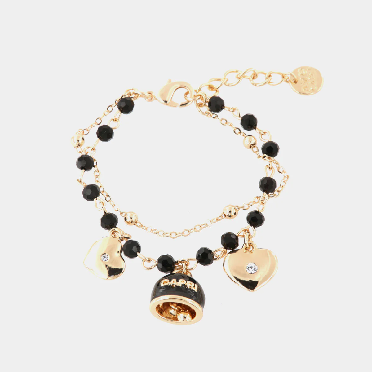 Bracciale in Metallo con cuore, cristalli bianchi e campanella portafortuna Cilento shop online