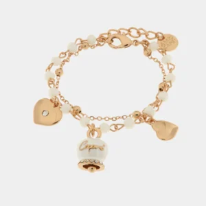 Bracciale in Metallo multifilo con pietre bianche e campanella Capri bianca Cilento shop online