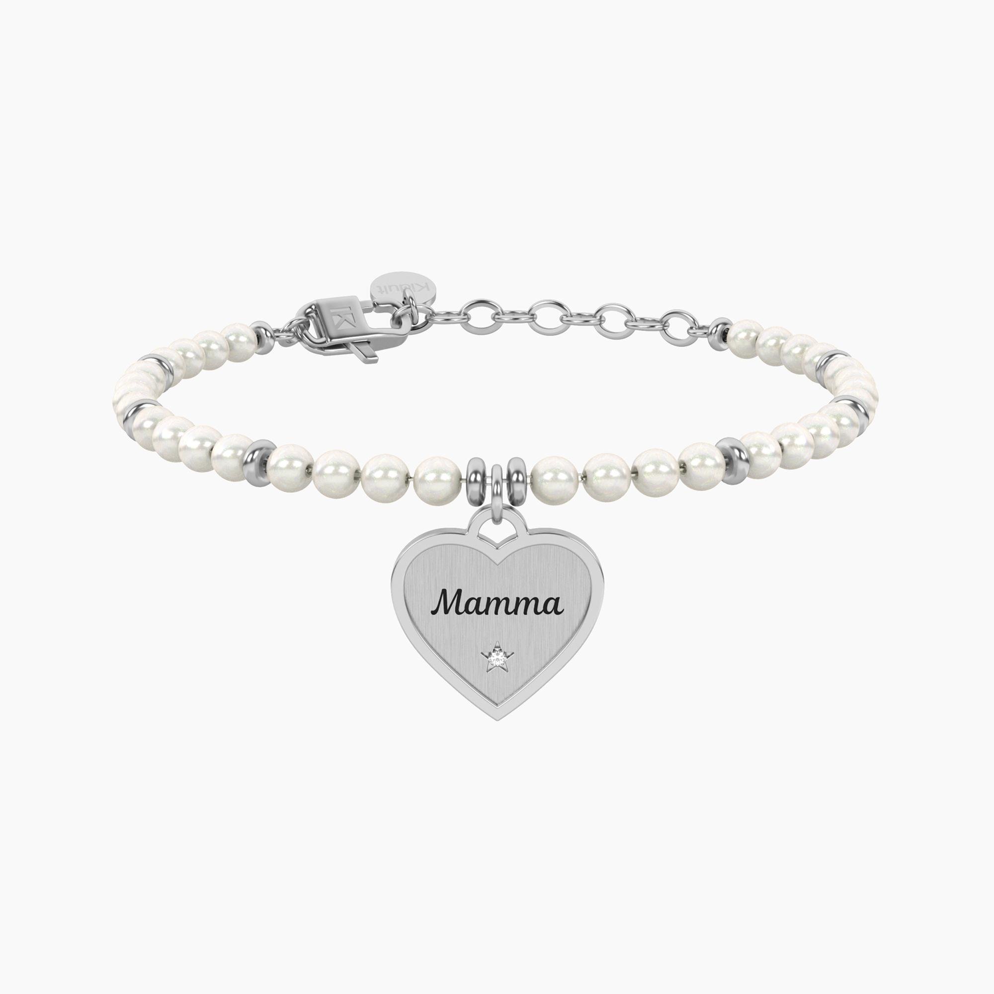 Bracciale perle con ciondolo cuore per mamma Kidult Cilento shop online