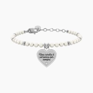 Bracciale perle con ciondolo cuore per sorella Kidult Cilento shop online