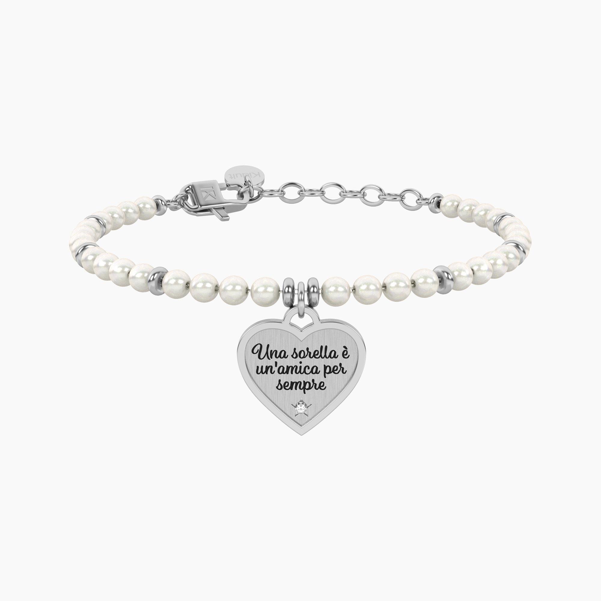 Bracciale perle con ciondolo cuore per sorella Kidult Cilento shop online