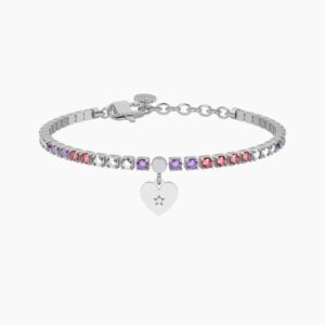 Bracciale tennis rosa e viola con cuore Kidult Cilento shop online