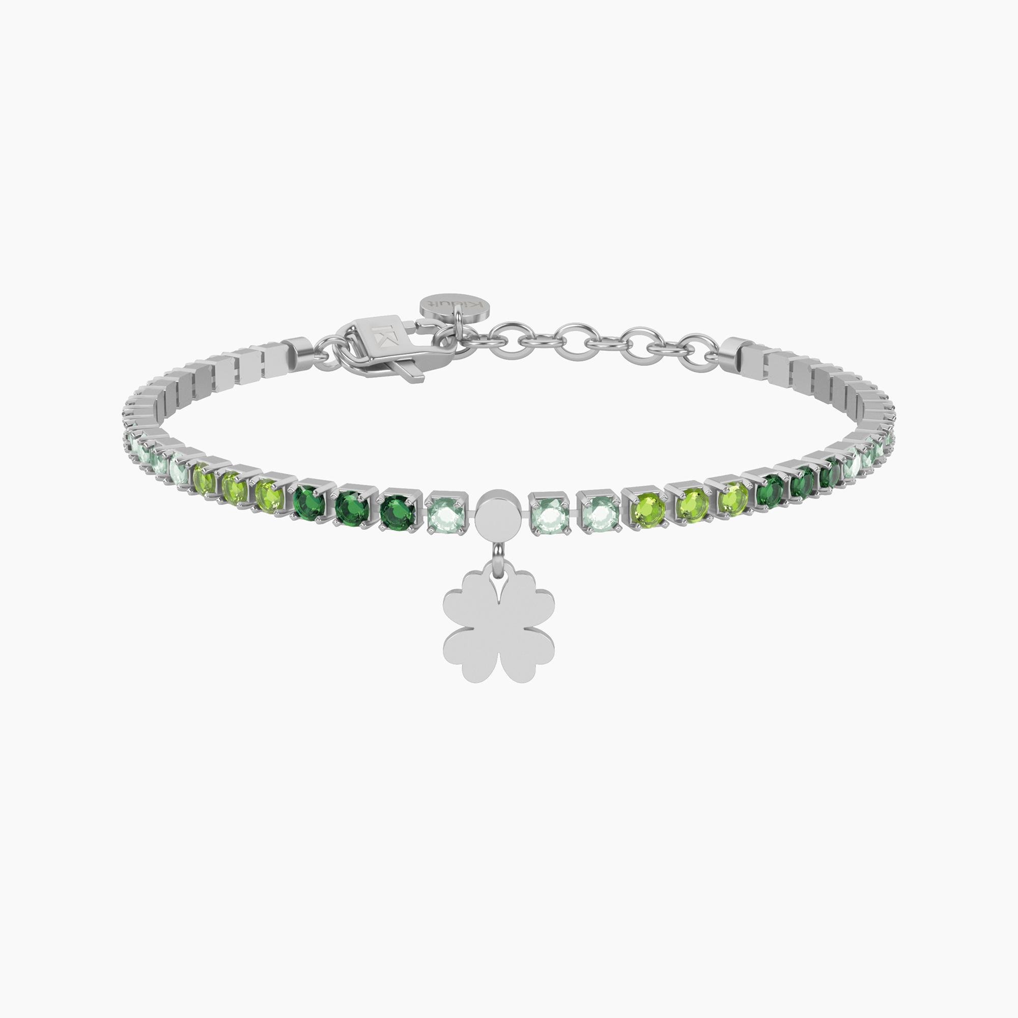 Bracciale tennis verde con quadrifoglio Kidult Cilento shop online