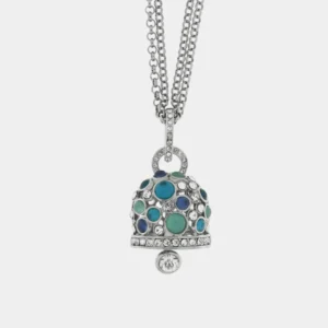 Collana Capri in Metallo campana pendente con cristalli bianchi e blu Cilento shop online