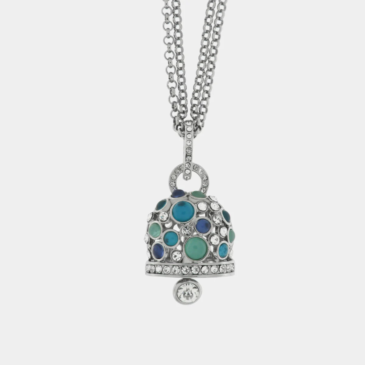 Collana Capri in Metallo campana pendente con cristalli bianchi e blu Cilento shop online