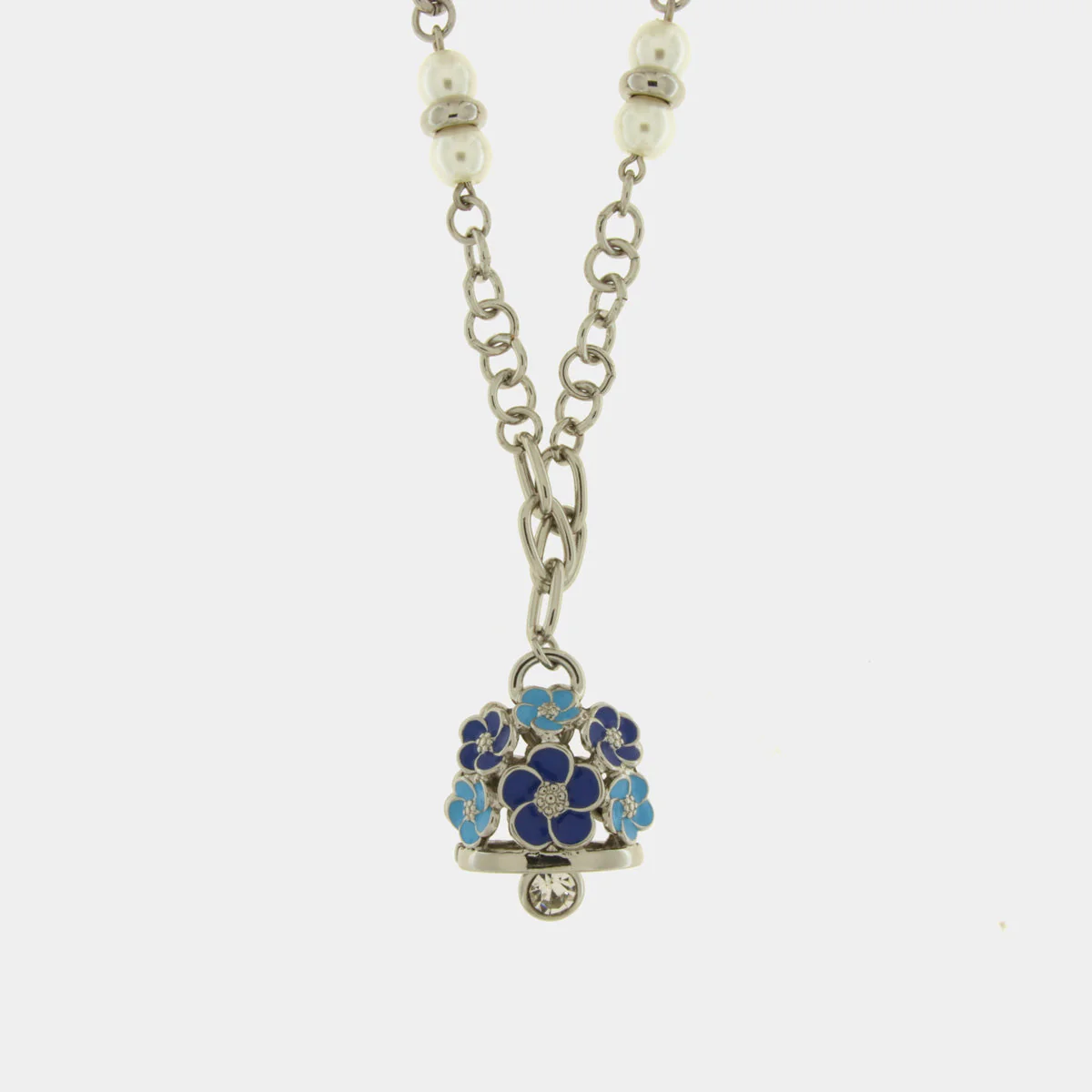 Collana Capri in Metallo campanella con fiori blu Cilento shop online