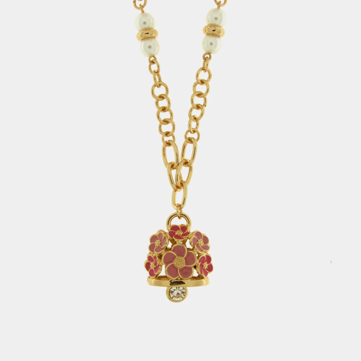 Collana Capri in Metallo campanella con fiori rosa Cilento shop online