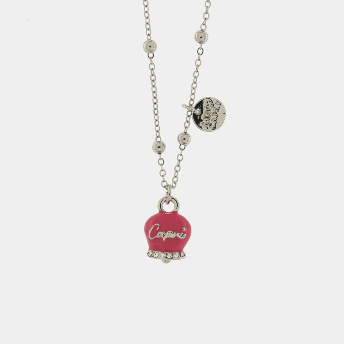 Collana Capri in Metallo con campanella pendente rosso Cilento shop online