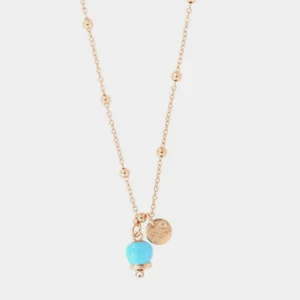 Collana Capri in Metallo con campanella portafortuna pendente, impreziosita da smalto turchese e cristalli Cilento shop online