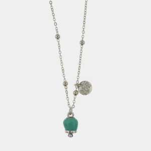 Collana Capri in Metallo con campanella portafortuna pendente verde acqua Cilento shop online