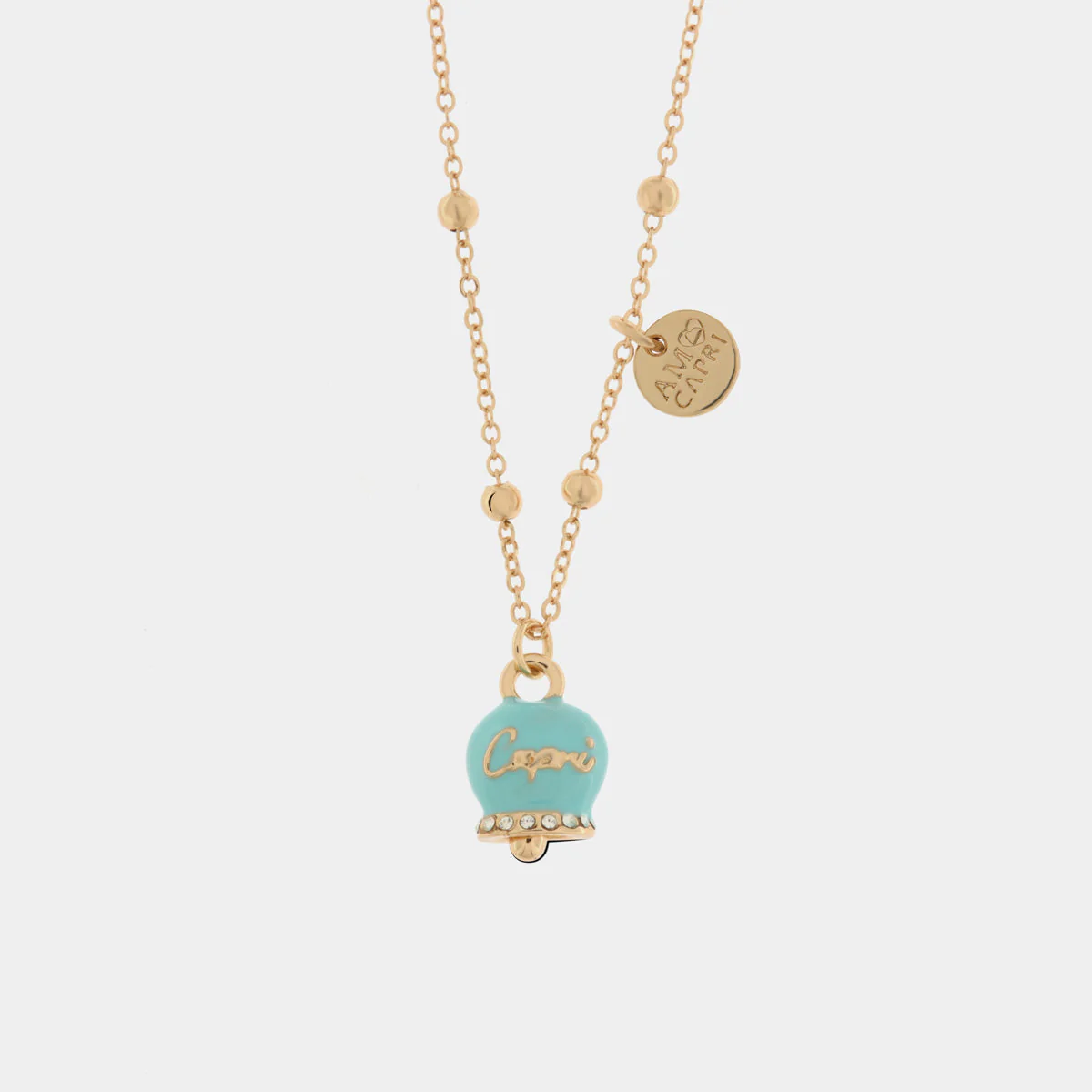 Collana Capri in Metallo con campanella smaltata azzurra Cilento shop online