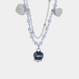 Collana Capri in Metallo con campanella smaltata blu e perline Cilento shop online