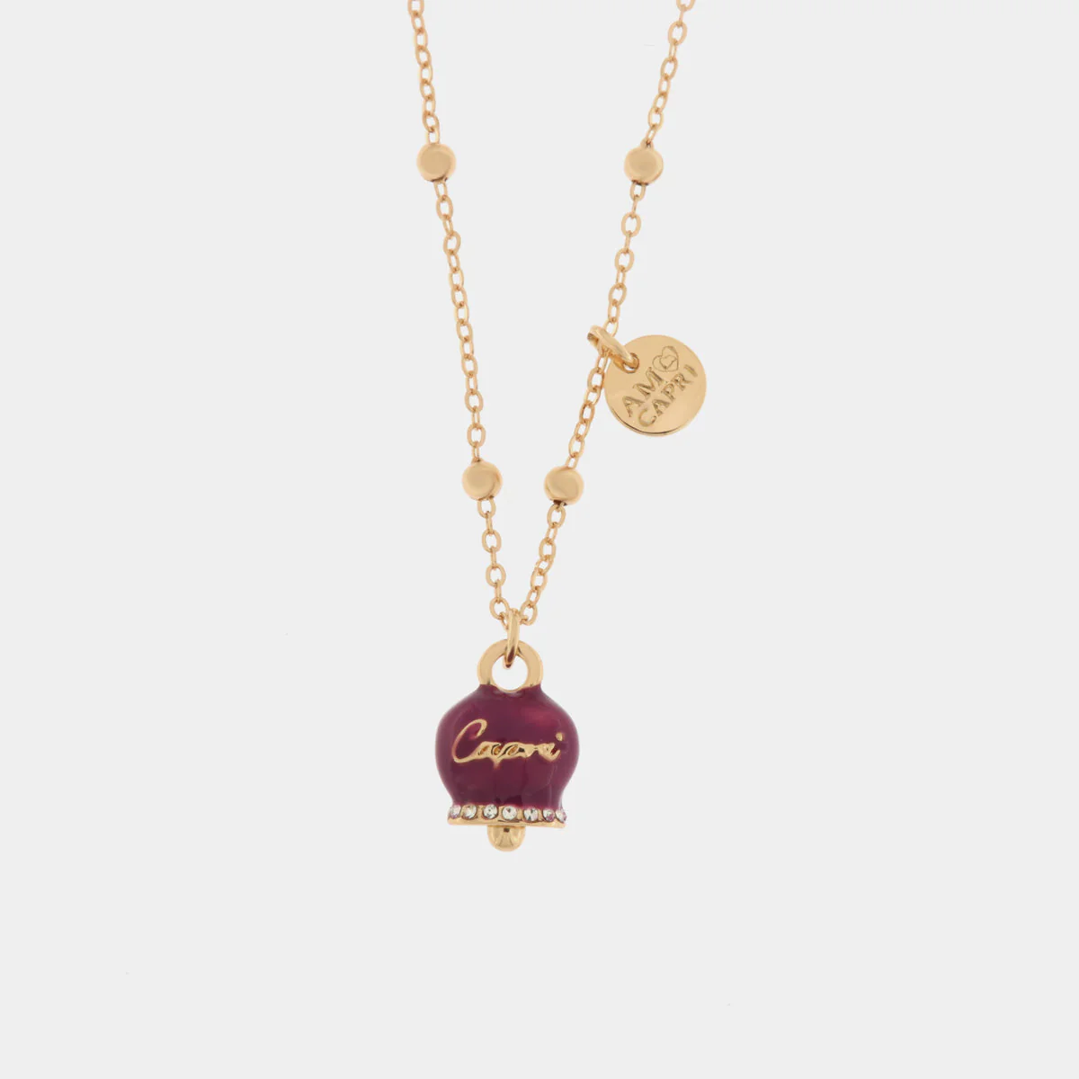 Collana Capri in Metallo con campanellina rossa smaltata Cilento shop online