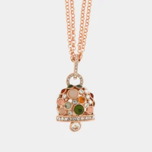Collana Capri in Metallo con grande campana pendente multicolore e punti luce bianchi Cilento shop online