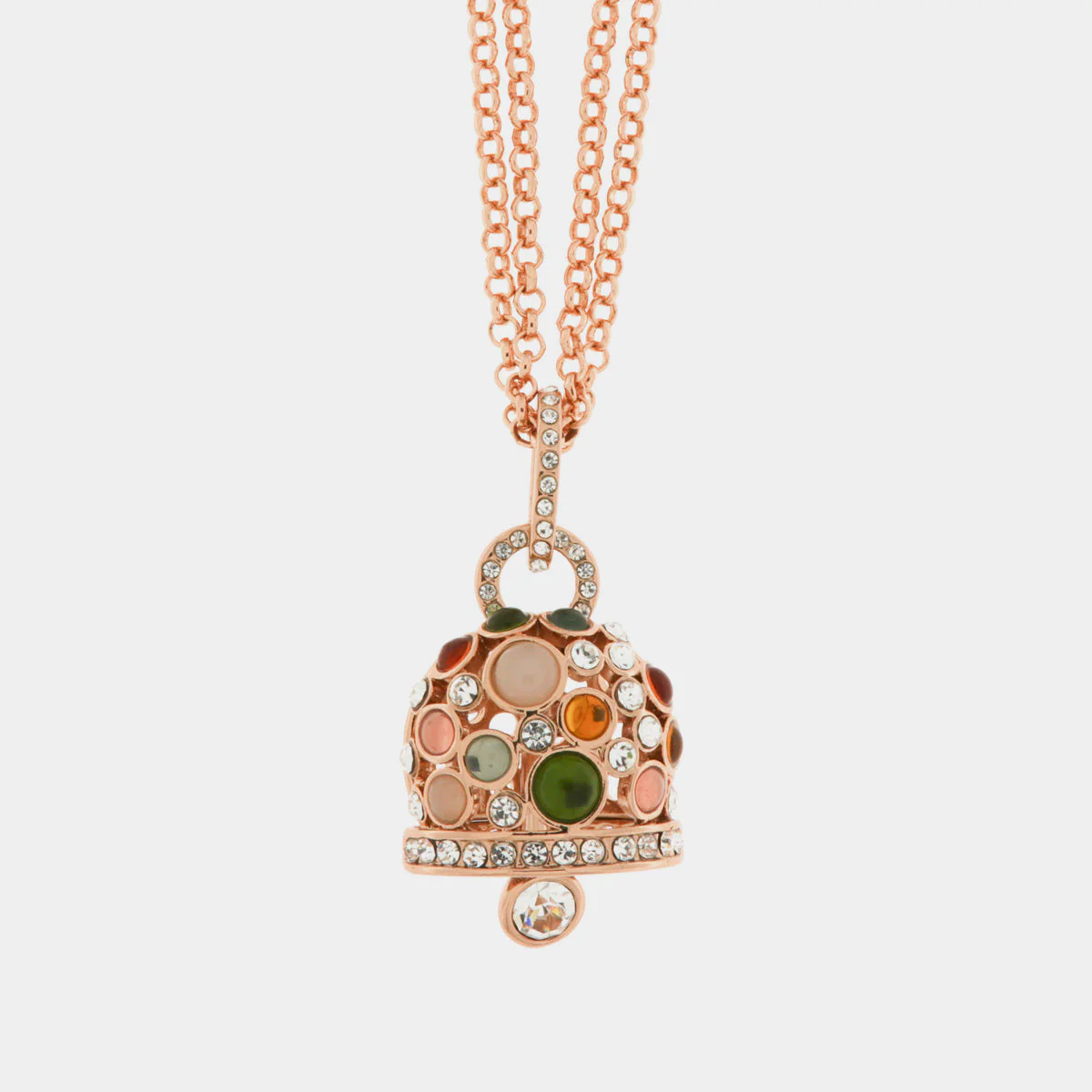 Collana Capri in Metallo con grande campana pendente multicolore e punti luce bianchi Cilento shop online