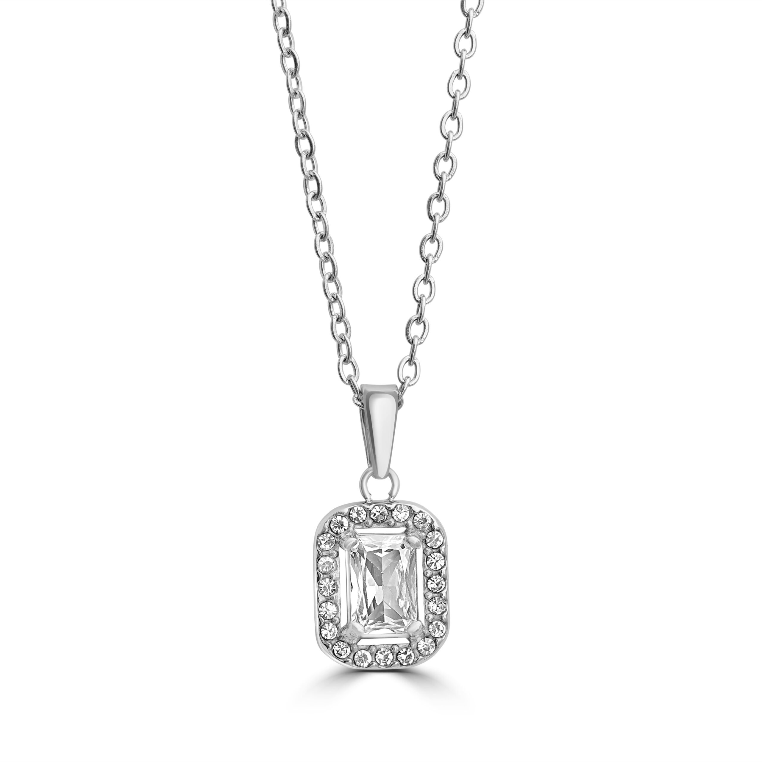 Collana Cristallo Rettangolare Bianco Brand Gioielli Cilento shop online