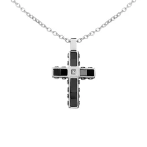Collana Stroili Man Code Acciaio Bicolore Bianco Nero Cubic Zirconia Cilento shop online