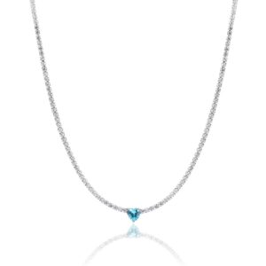 Collana Tennis con cristallo cuore azzurro Brand Gioielli Cilento shop online