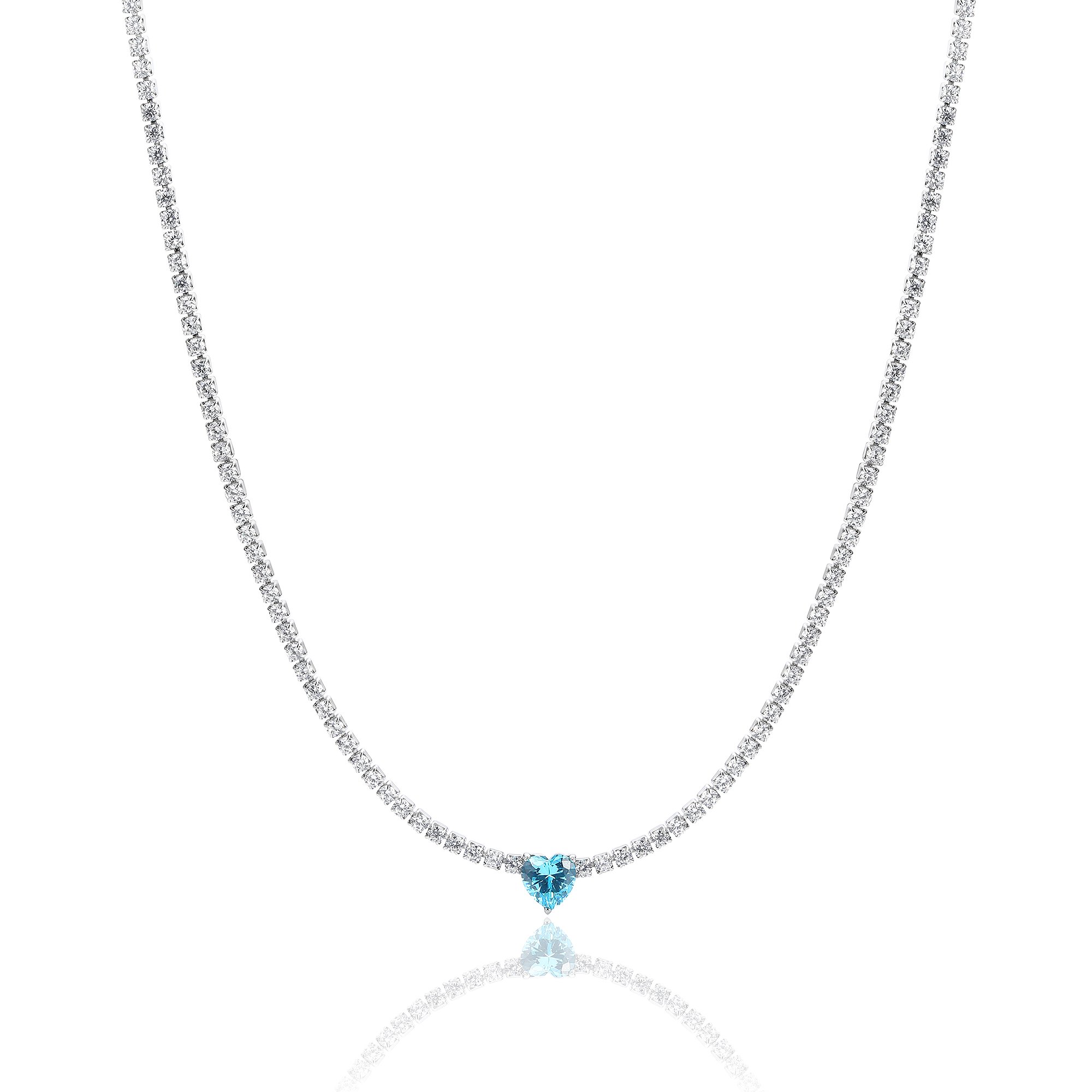 Collana Tennis con cristallo cuore azzurro Brand Gioielli Cilento shop online