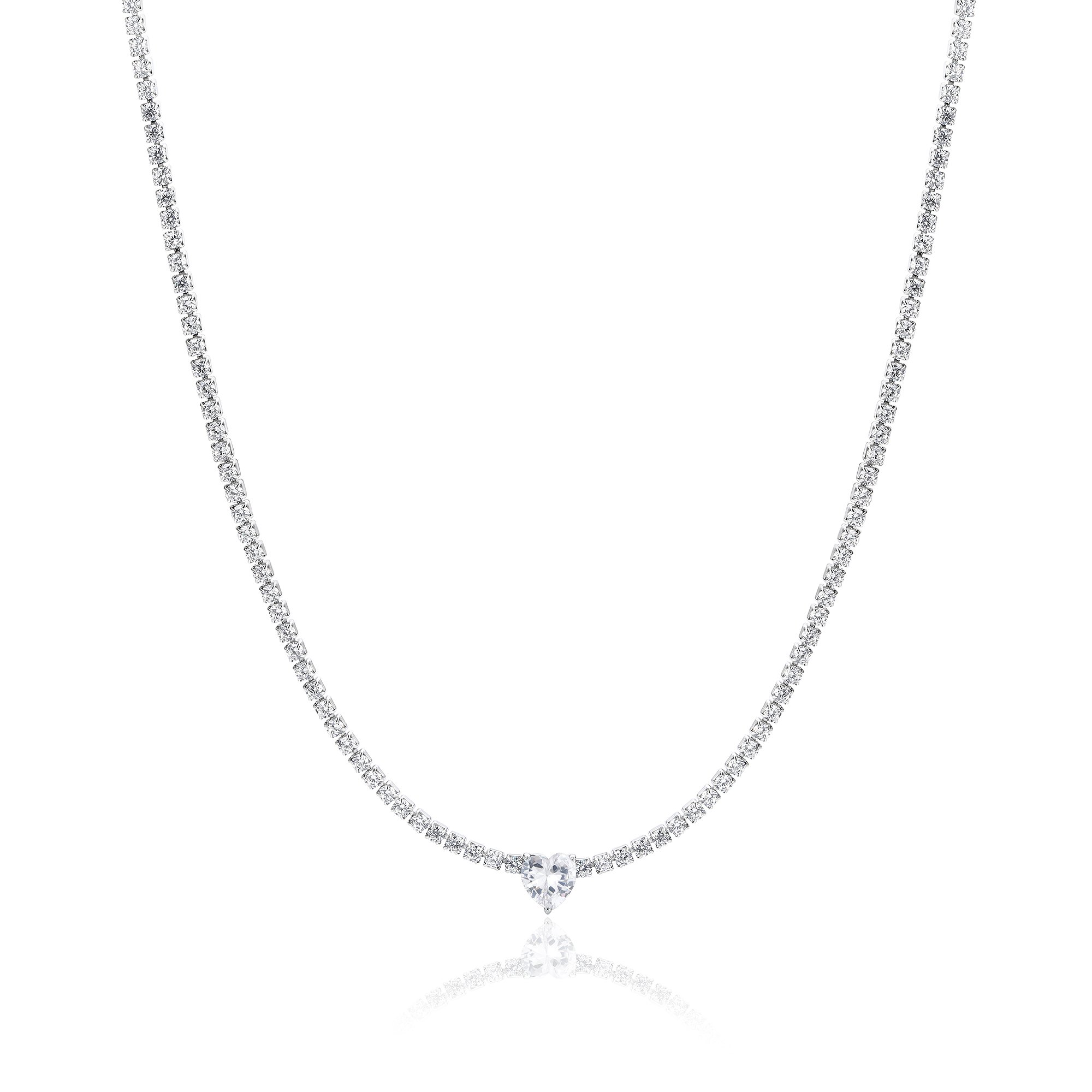 Collana Tennis con cristallo cuore bianco Brand Gioielli Cilento shop online