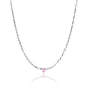 Collana Tennis con cristallo cuore rosa Brand Gioielli Cilento shop online