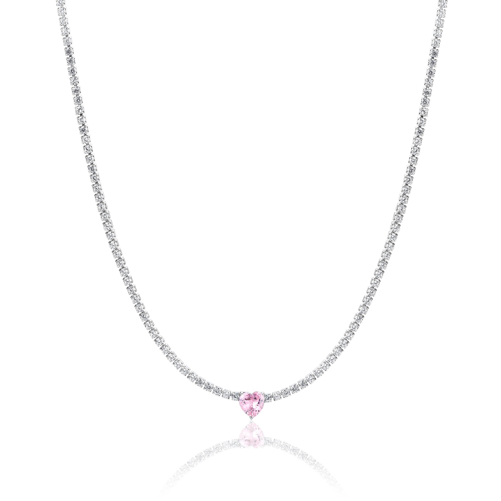 Collana Tennis con cristallo cuore rosa Brand Gioielli Cilento shop online